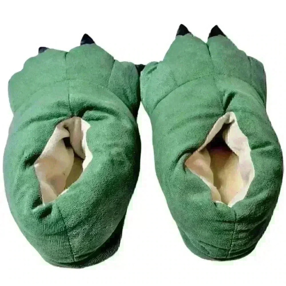 DINOSAUR Paws Costume Womans GREEN COMFY Slippers Non-Slip Shoes size Med (7-8) - Picture 5 of 6